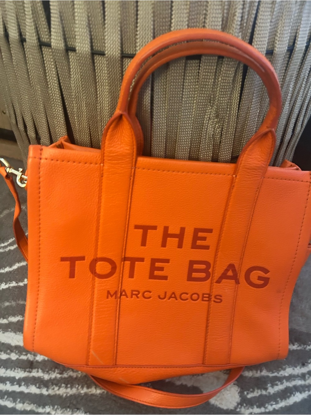 Marc Jacobs Orange Leather 'The Tote Bag' Mini Tote